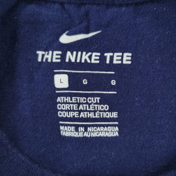 Nike Shirt Men Large Blue Logo Graphic Tee Crew Neck Short Sleeve Pullover Adult - Picture 12 of 12